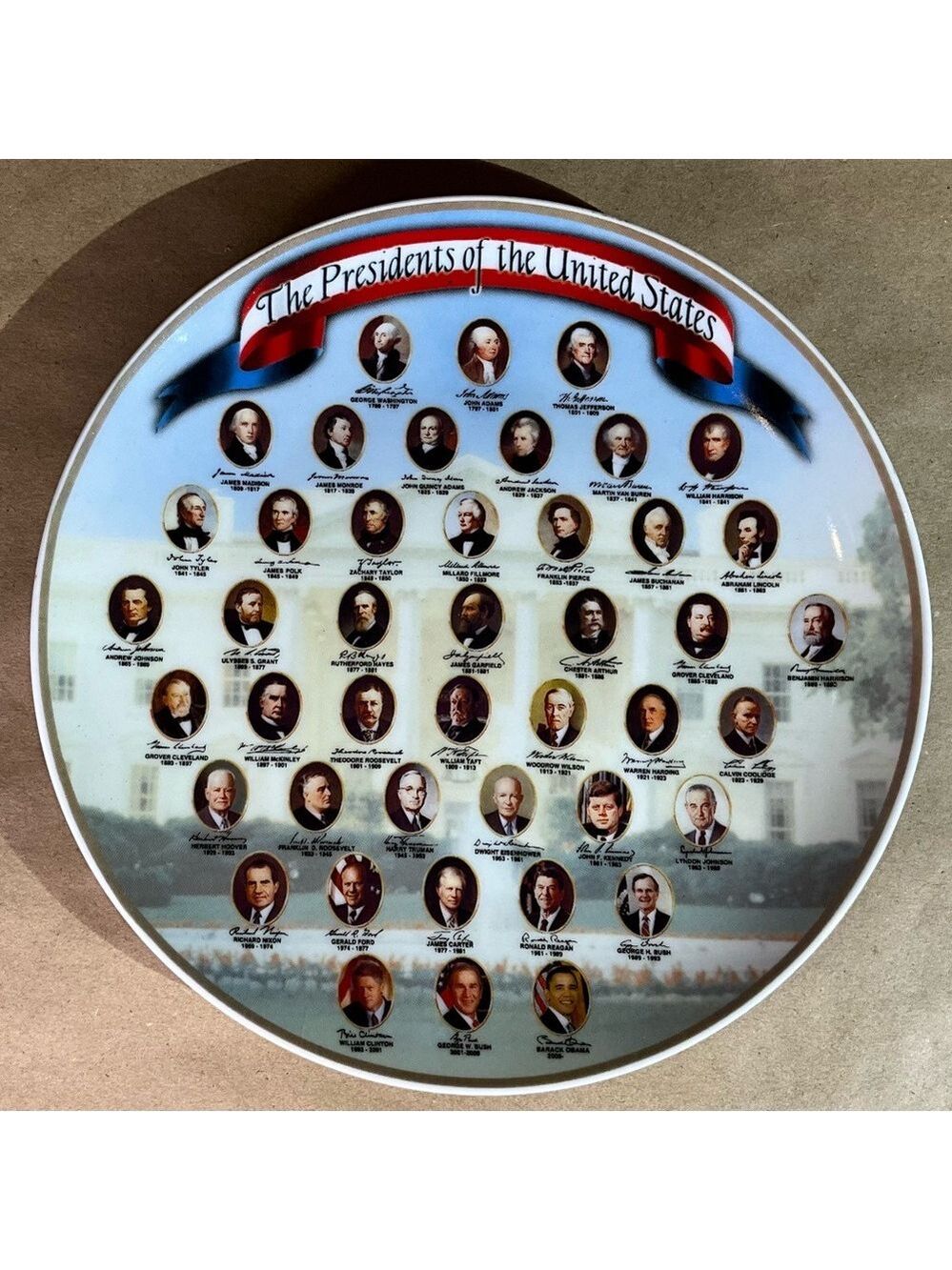 Presidential collectors plate/Washington through Obama (sigh)(take that however)